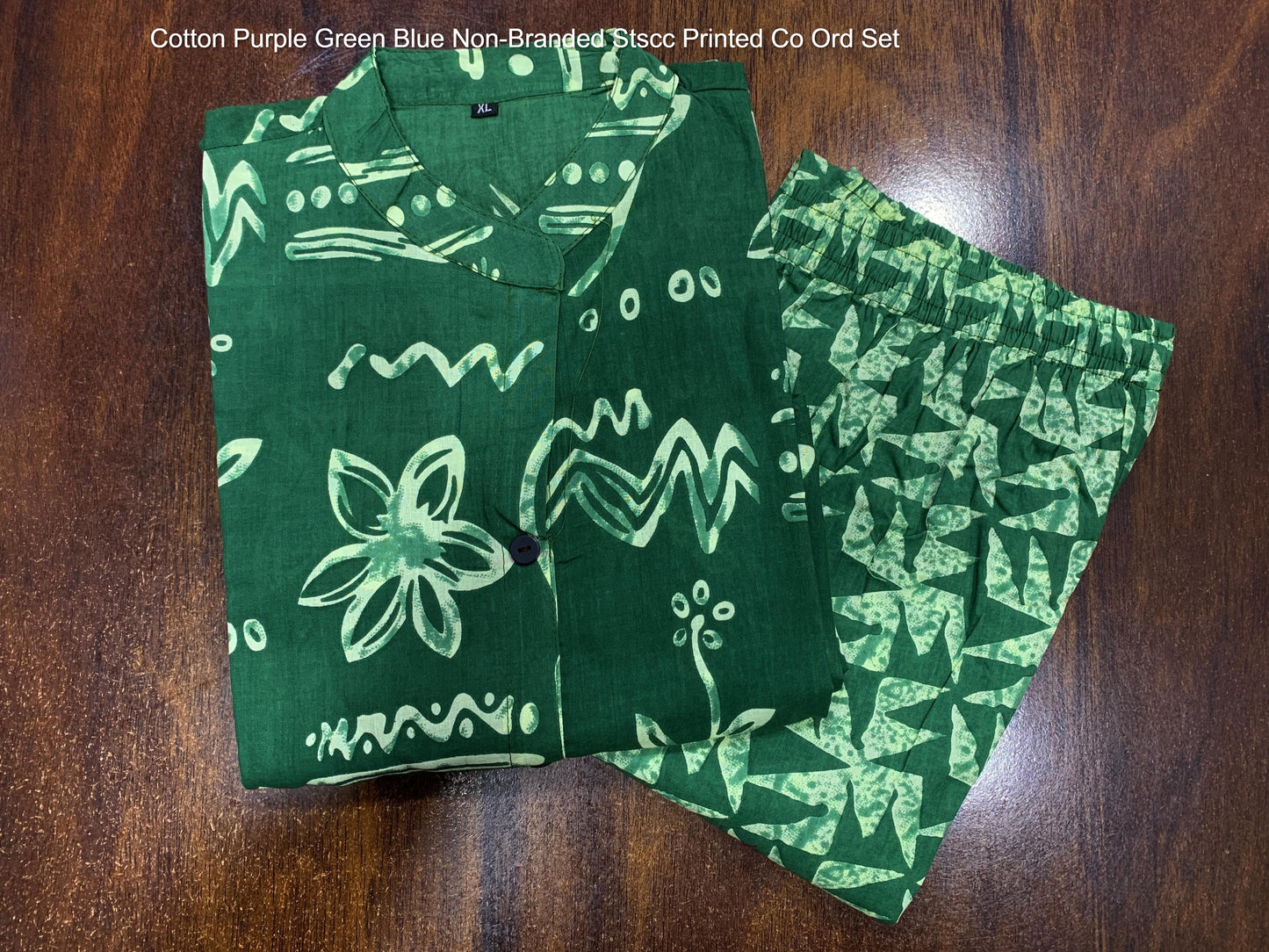 Cotton Purple Green Blue Non-Branded Stscc Printed Co Ord Set