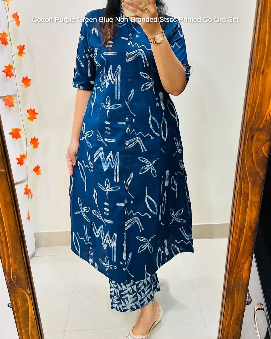 Cotton Purple Green Blue Non-Branded Stscc Printed Co Ord Set