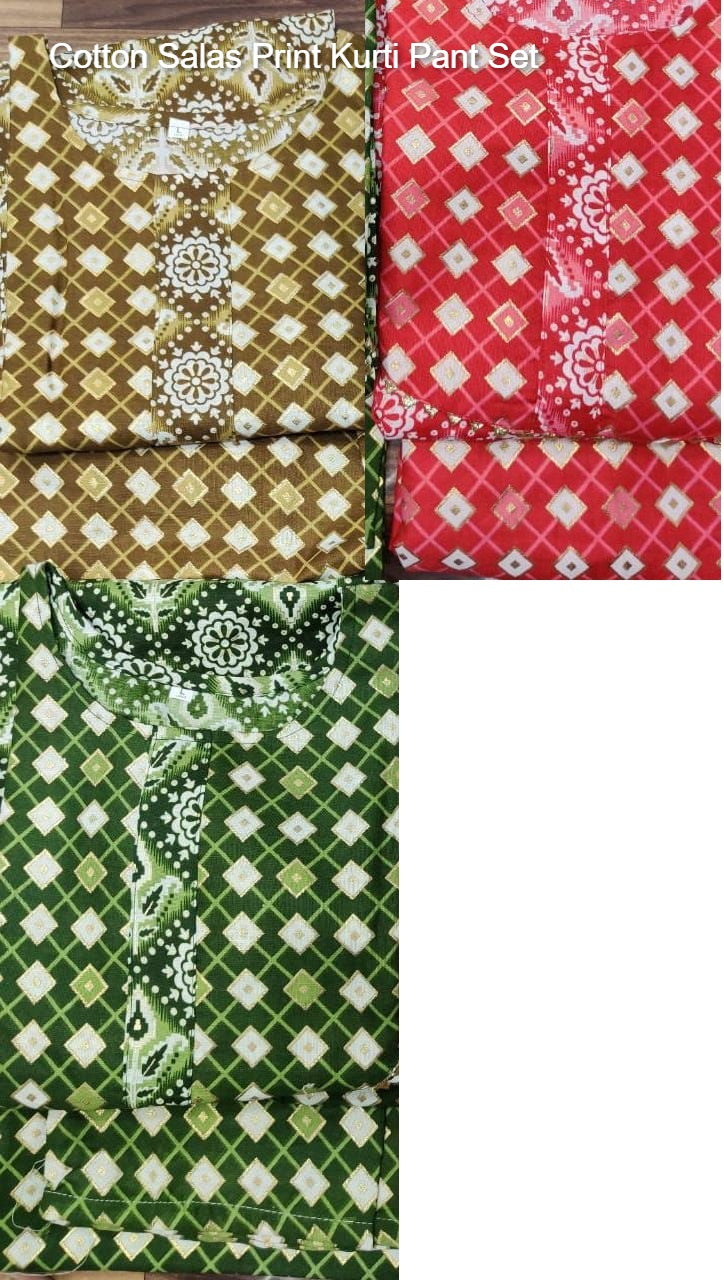 Cotton Salas Print Kurti Pant Set