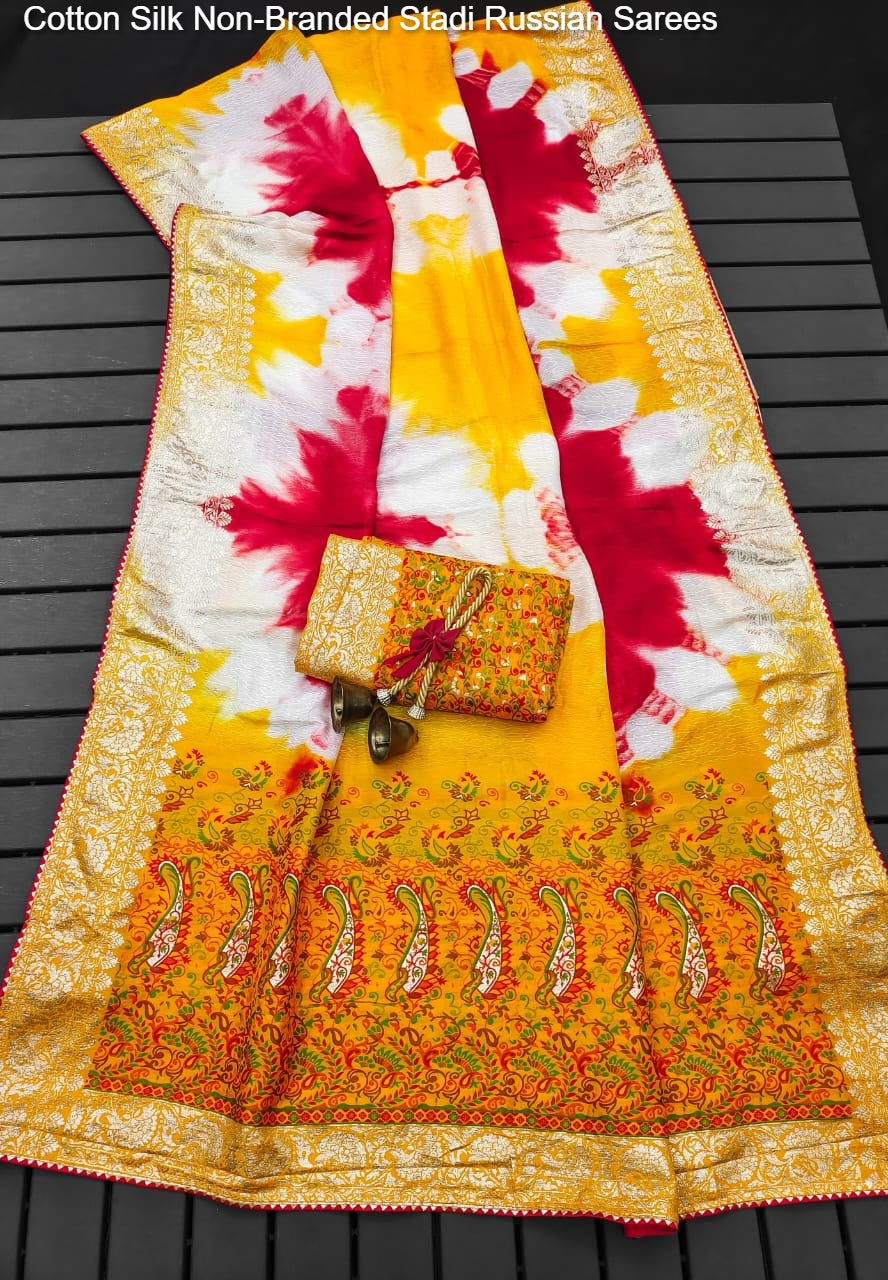 Cotton Silk Non-Branded Stadi Russian Sarees