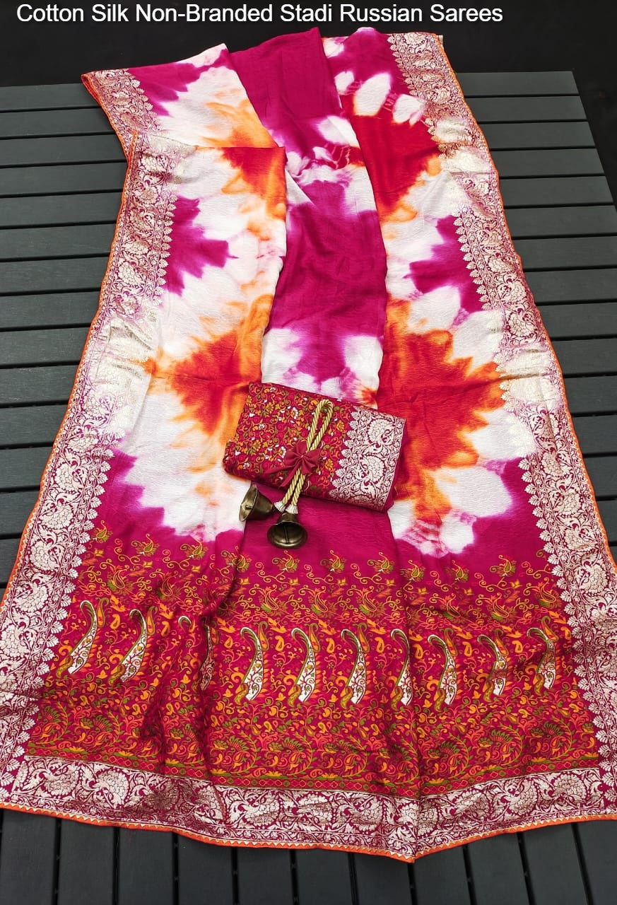 Cotton Silk Non-Branded Stadi Russian Sarees