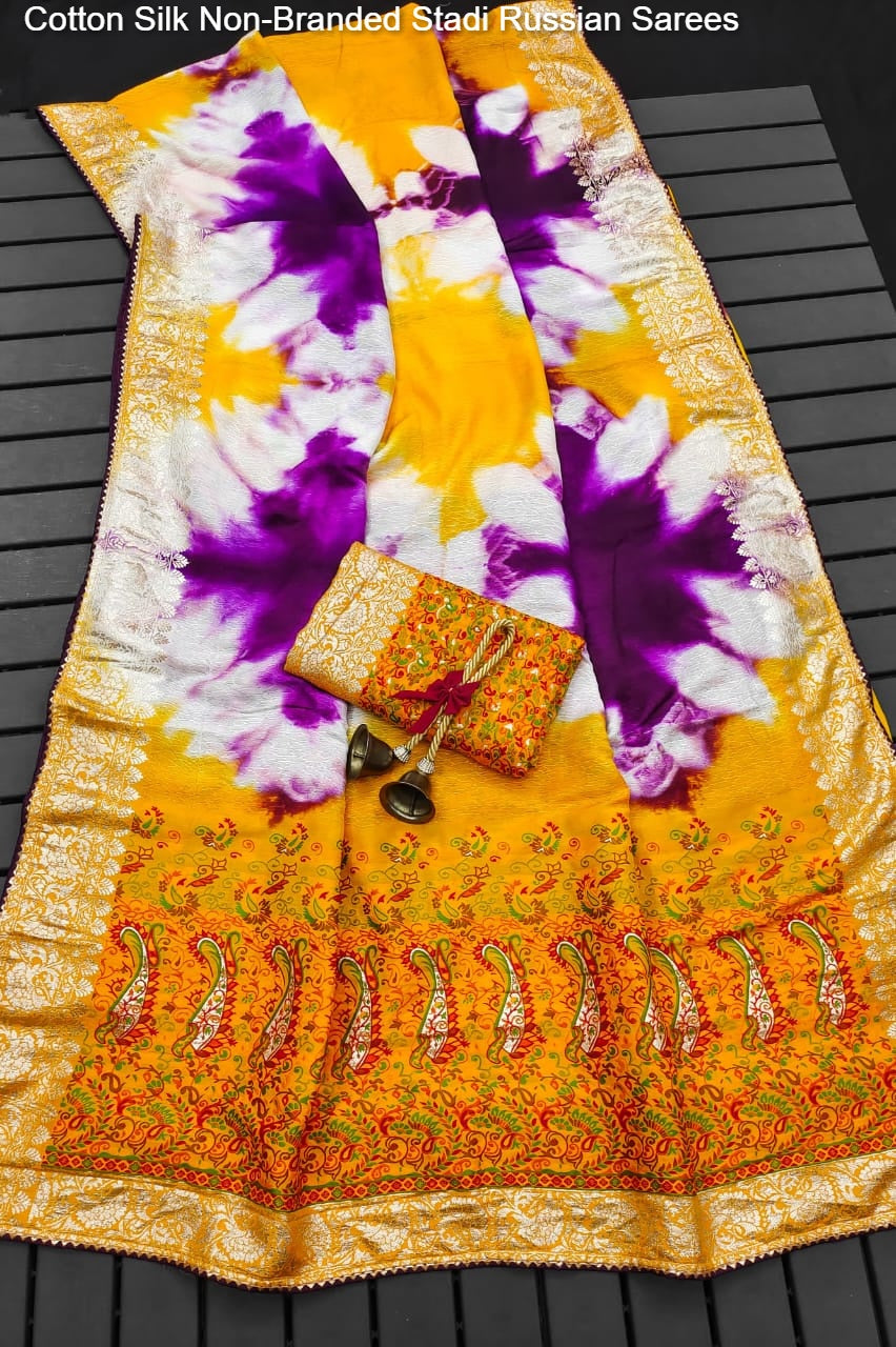 Cotton Silk Non-Branded Stadi Russian Sarees