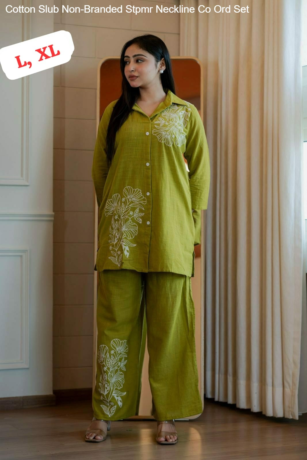 Cotton Slub Non-Branded Stpmr Neckline Co Ord Set