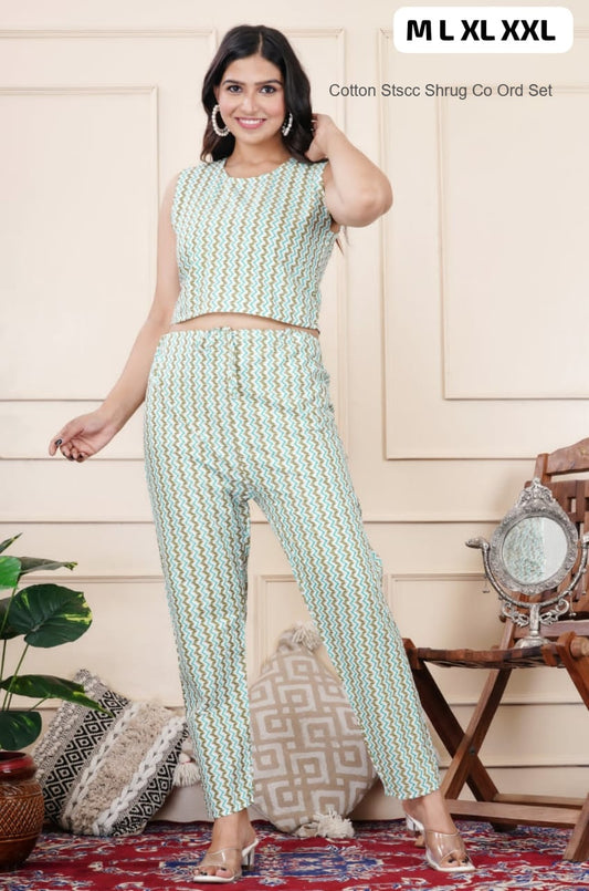 Cotton Stscc Shrug Co Ord Set