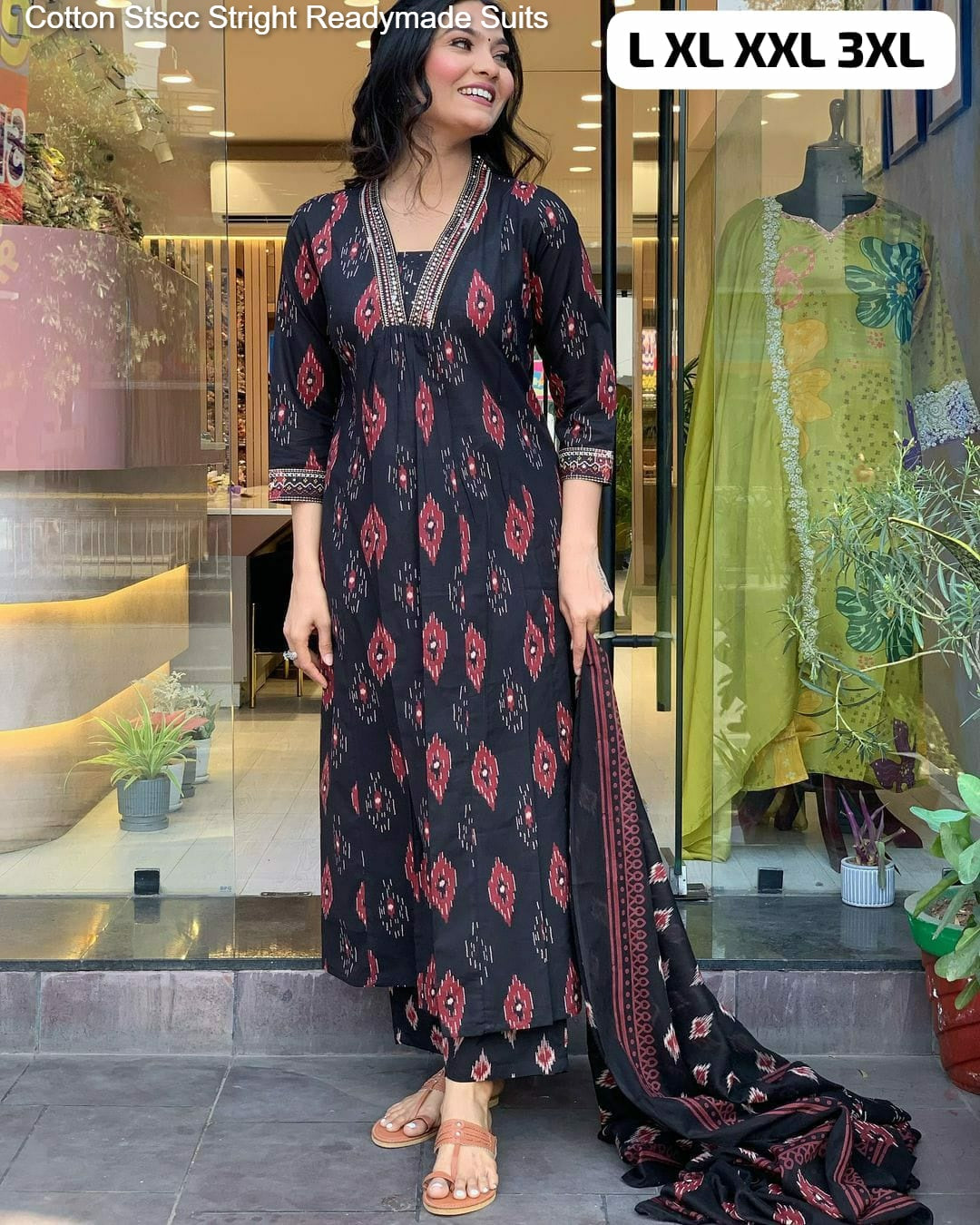 Cotton Stscc Stright Readymade Suits