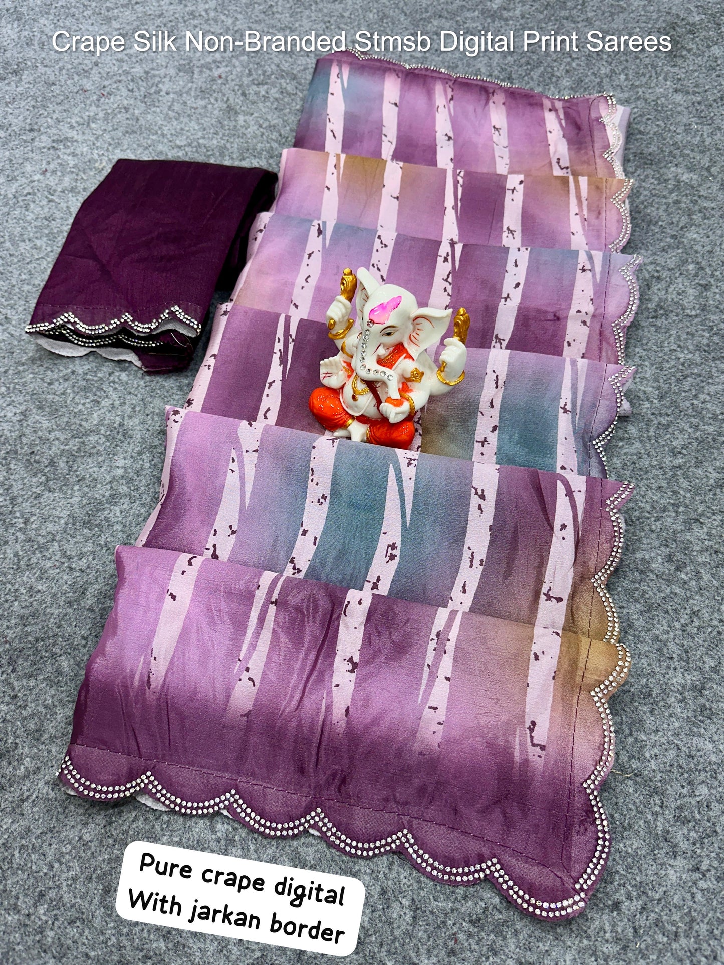 Crape Silk Non-Branded Stmsb Digital Print Sarees