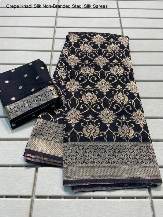 Crepe Khadi Silk Non-Branded Stadi Silk Sarees