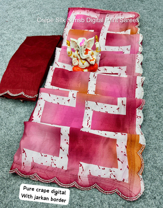 Crepe Silk Stmsb Digital Print Sarees
