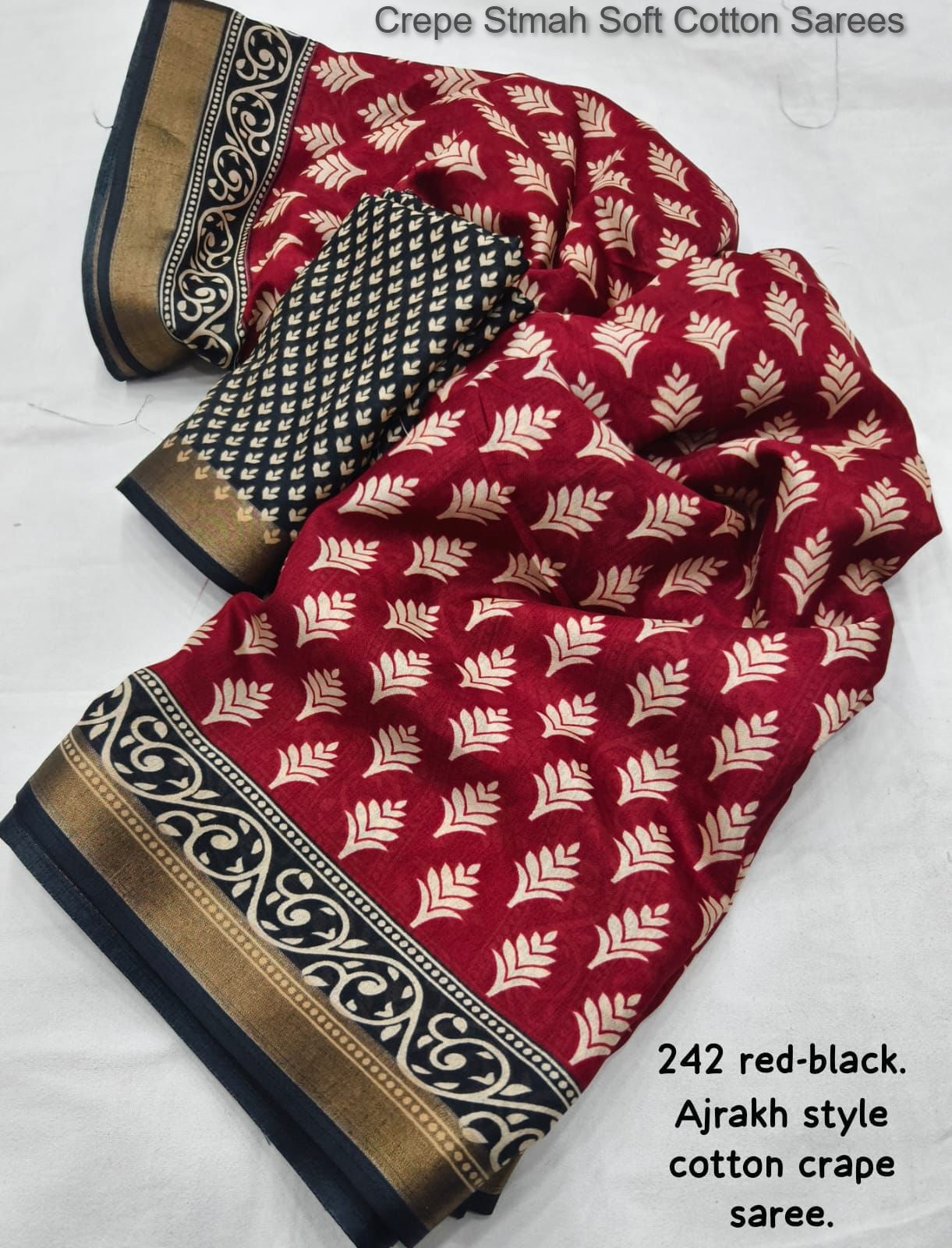 Crepe Stmah Soft Cotton Sarees