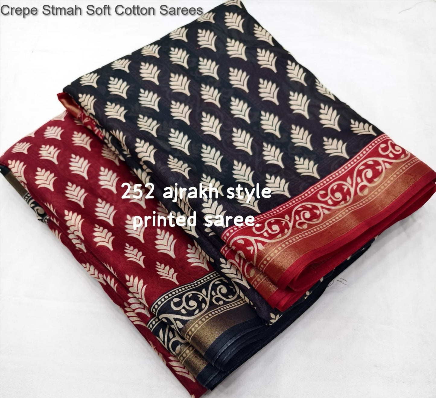 Crepe Stmah Soft Cotton Sarees
