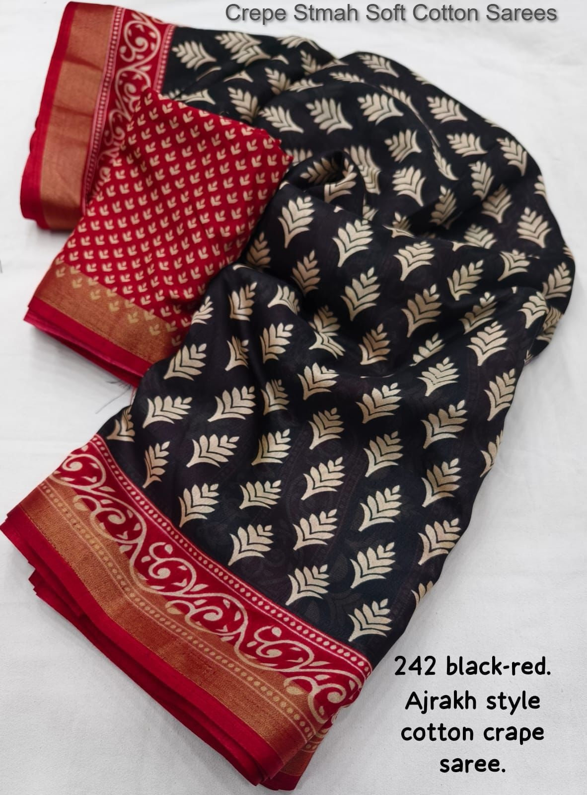 Crepe Stmah Soft Cotton Sarees