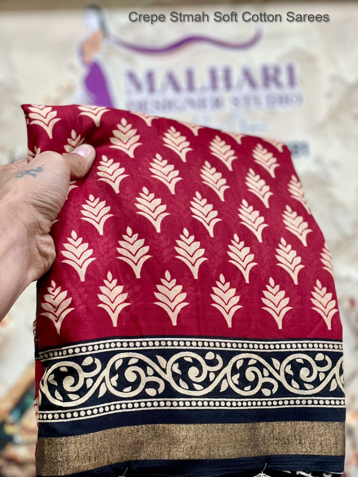 Crepe Stmah Soft Cotton Sarees