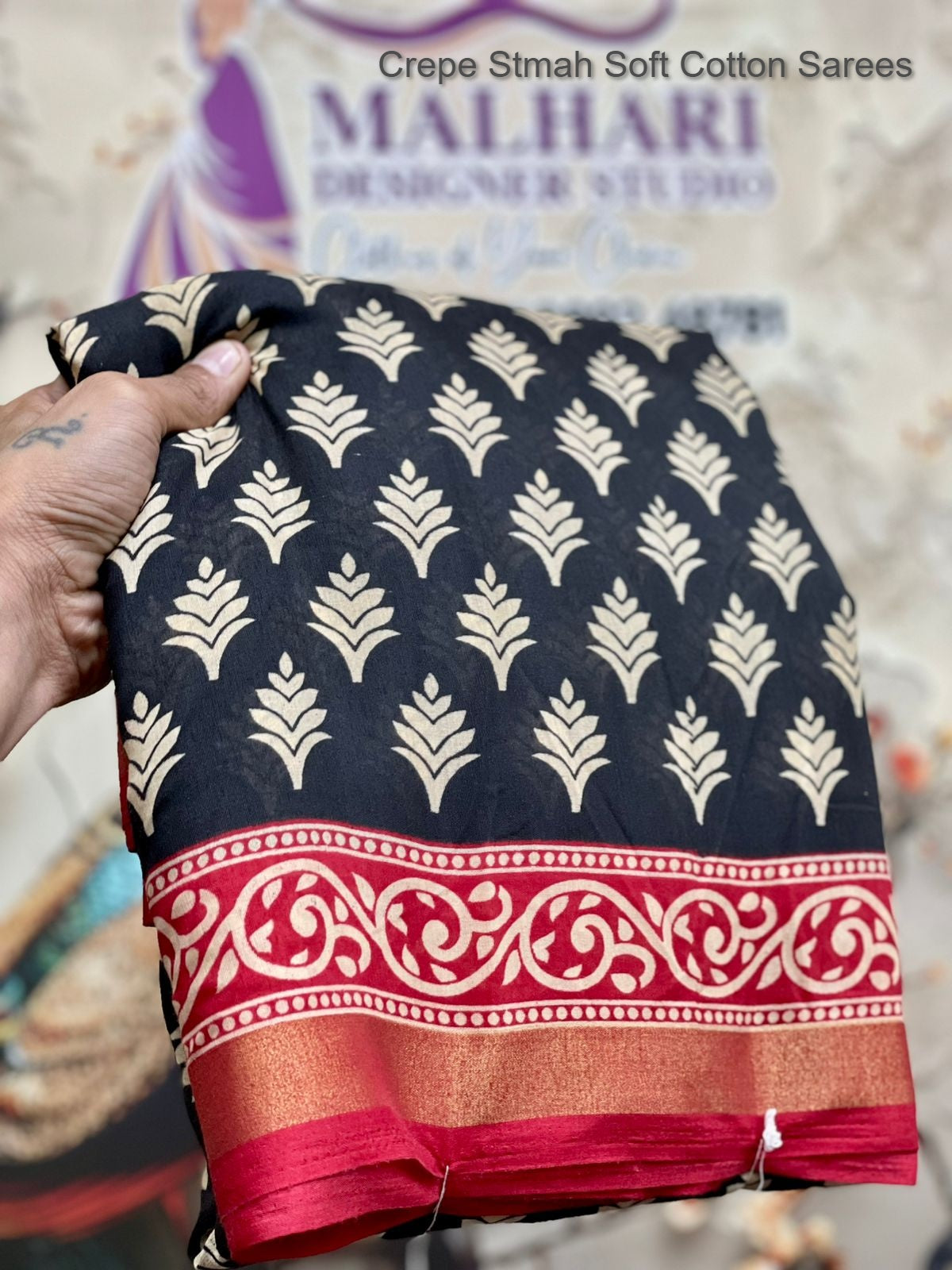 Crepe Stmah Soft Cotton Sarees