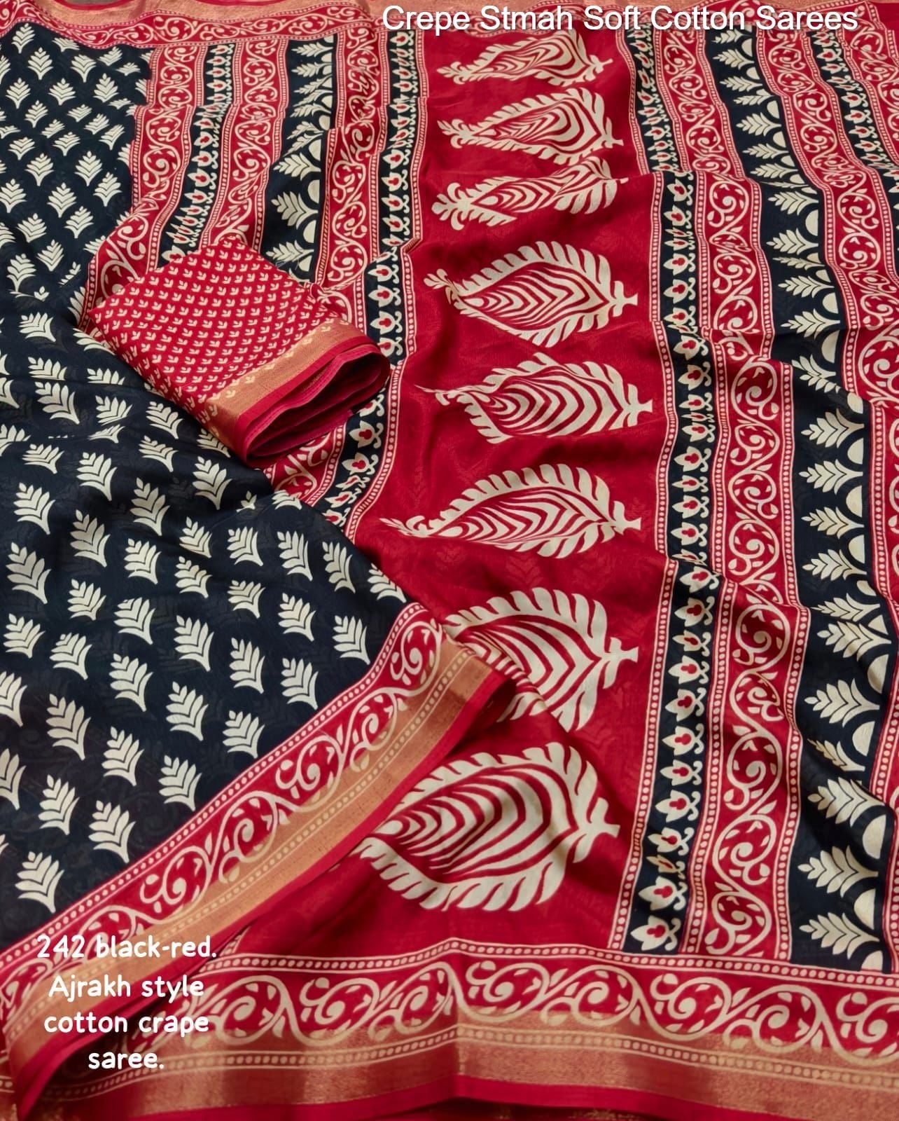 Crepe Stmah Soft Cotton Sarees