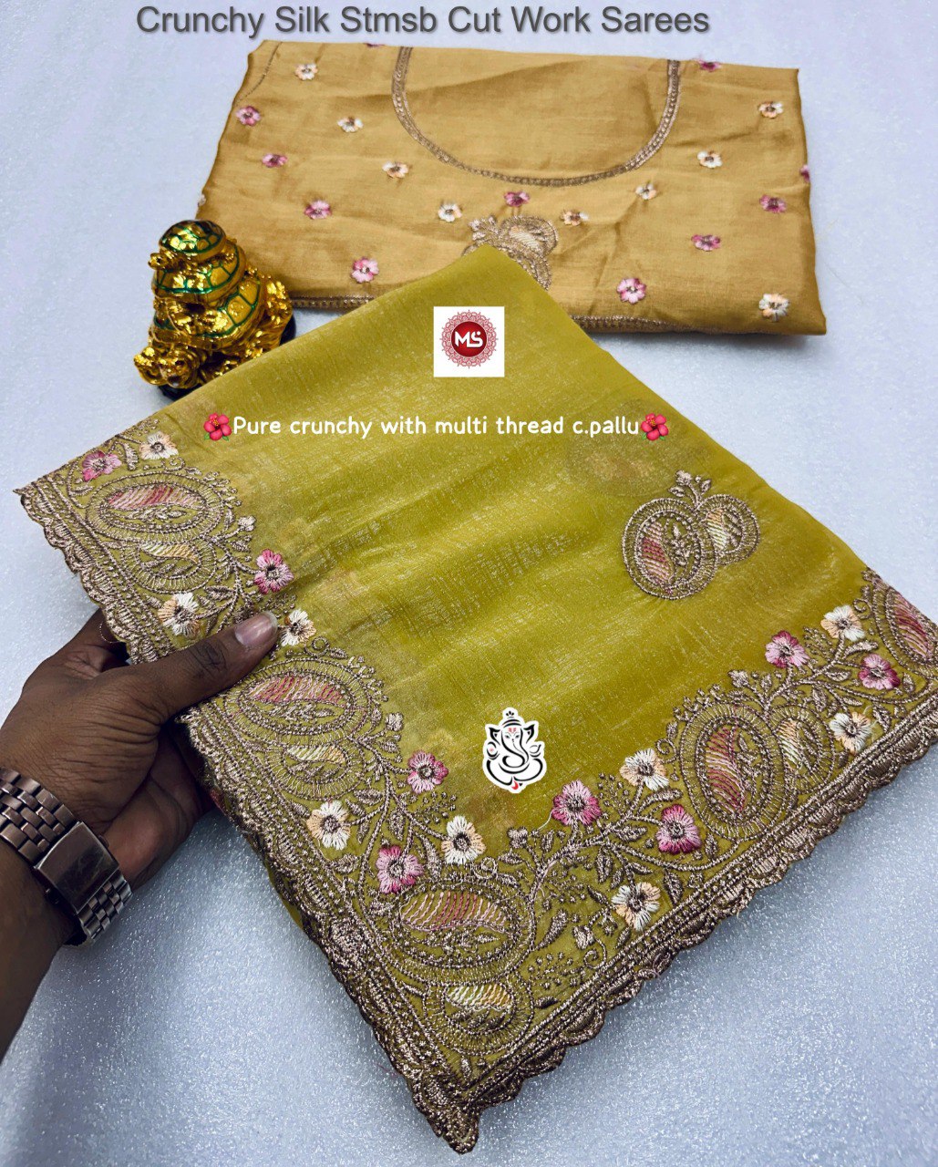 Crunchy Silk Stmsb Cut Work Sarees