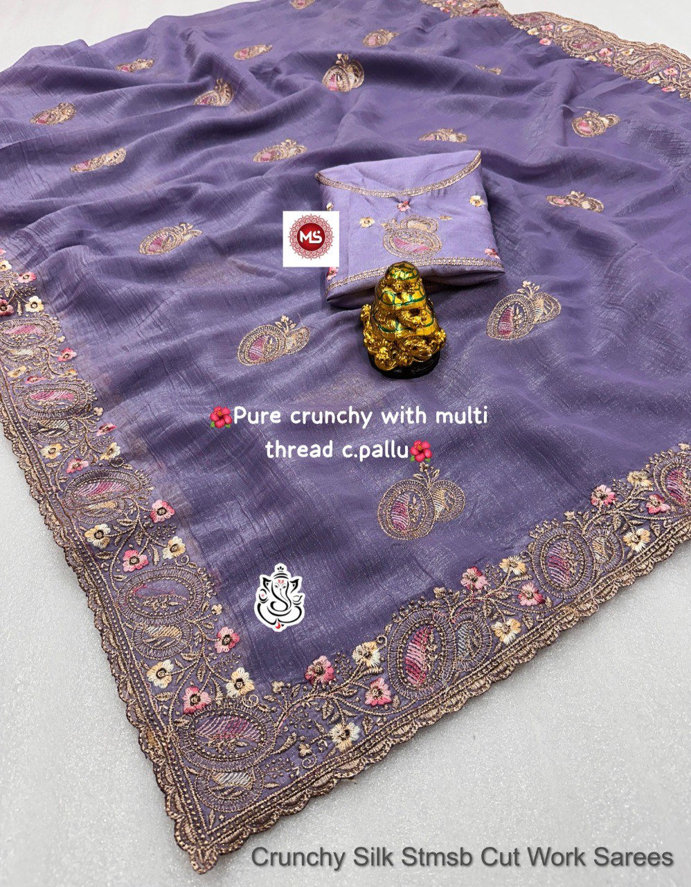 Crunchy Silk Stmsb Cut Work Sarees
