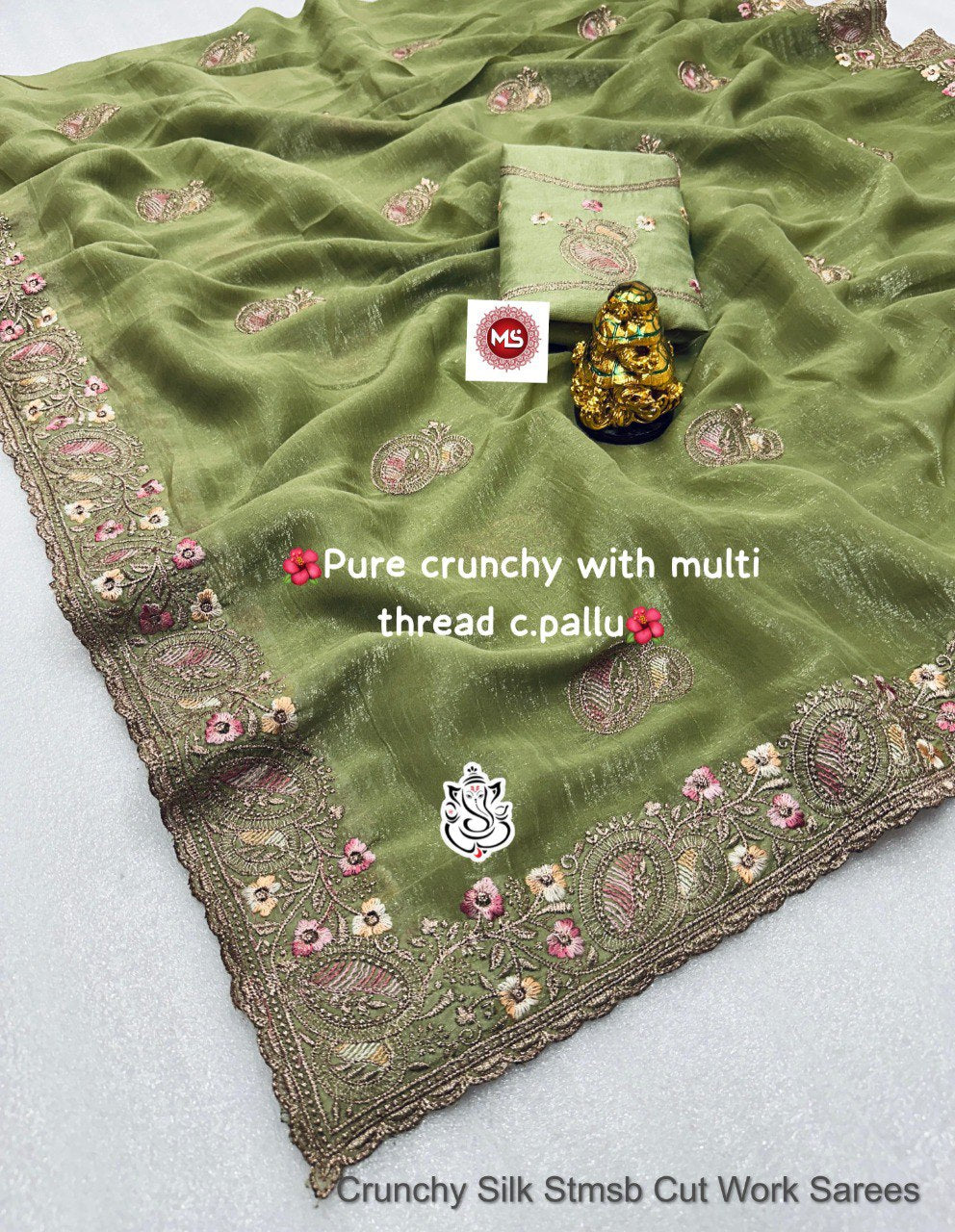 Crunchy Silk Stmsb Cut Work Sarees
