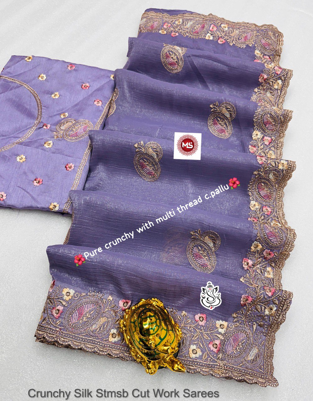 Crunchy Silk Stmsb Cut Work Sarees