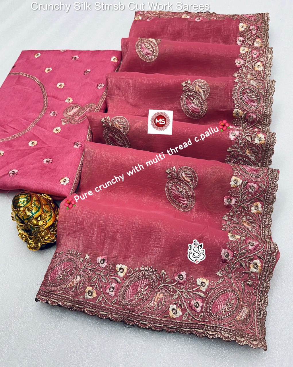 Crunchy Silk Stmsb Cut Work Sarees