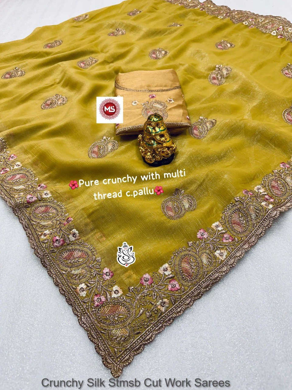 Crunchy Silk Stmsb Cut Work Sarees