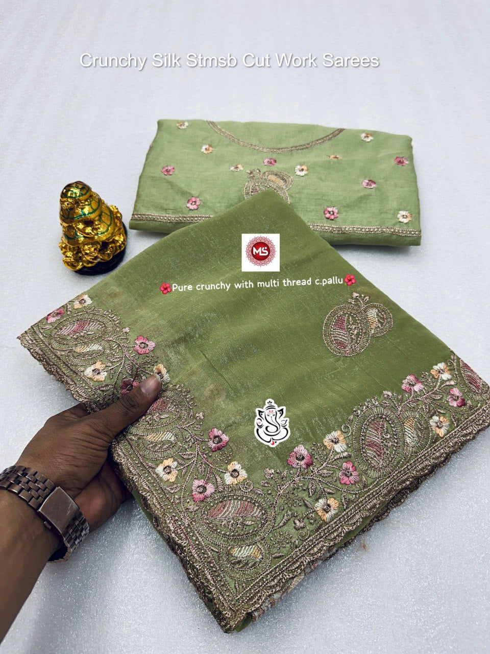 Crunchy Silk Stmsb Cut Work Sarees