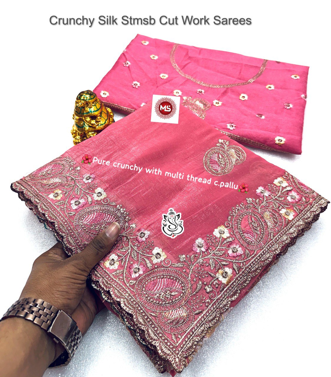 Crunchy Silk Stmsb Cut Work Sarees