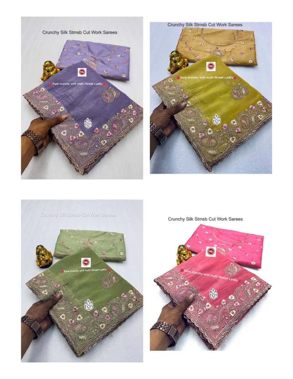 Crunchy Silk Stmsb Cut Work Sarees