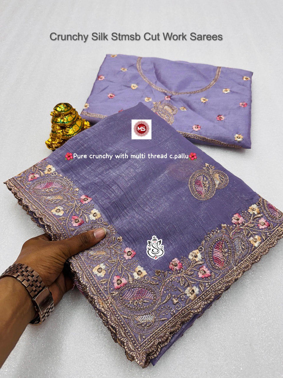 Crunchy Silk Stmsb Cut Work Sarees