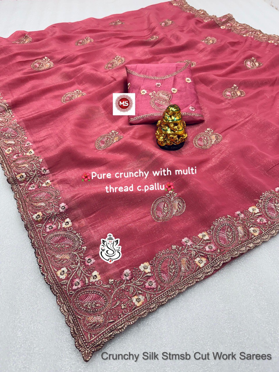Crunchy Silk Stmsb Cut Work Sarees