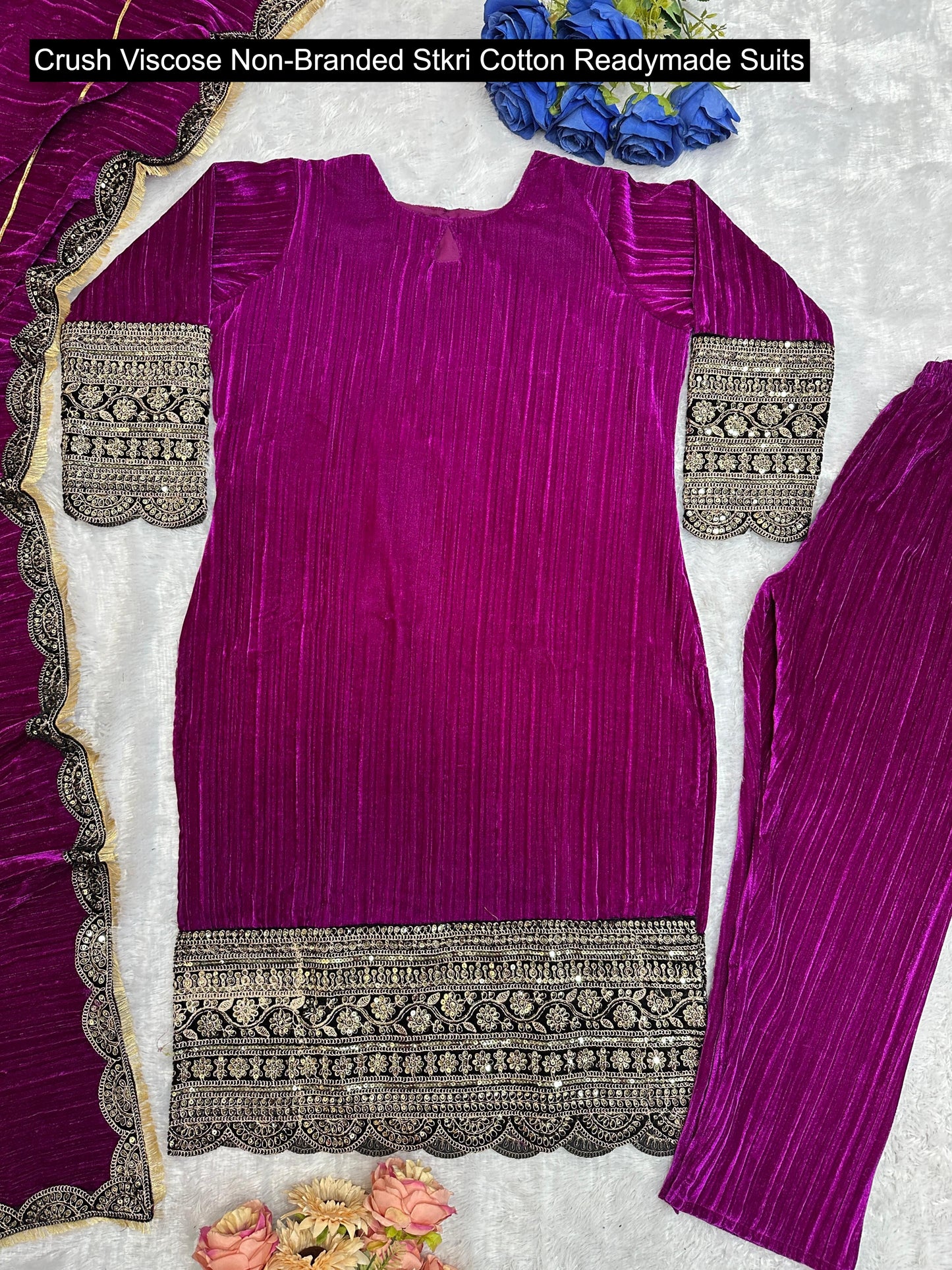 Crush Viscose Non-Branded Stkri Cotton Readymade Suits