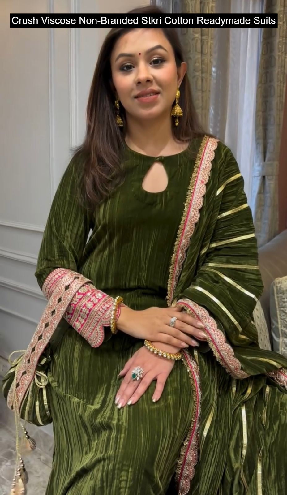 Crush Viscose Non-Branded Stkri Cotton Readymade Suits