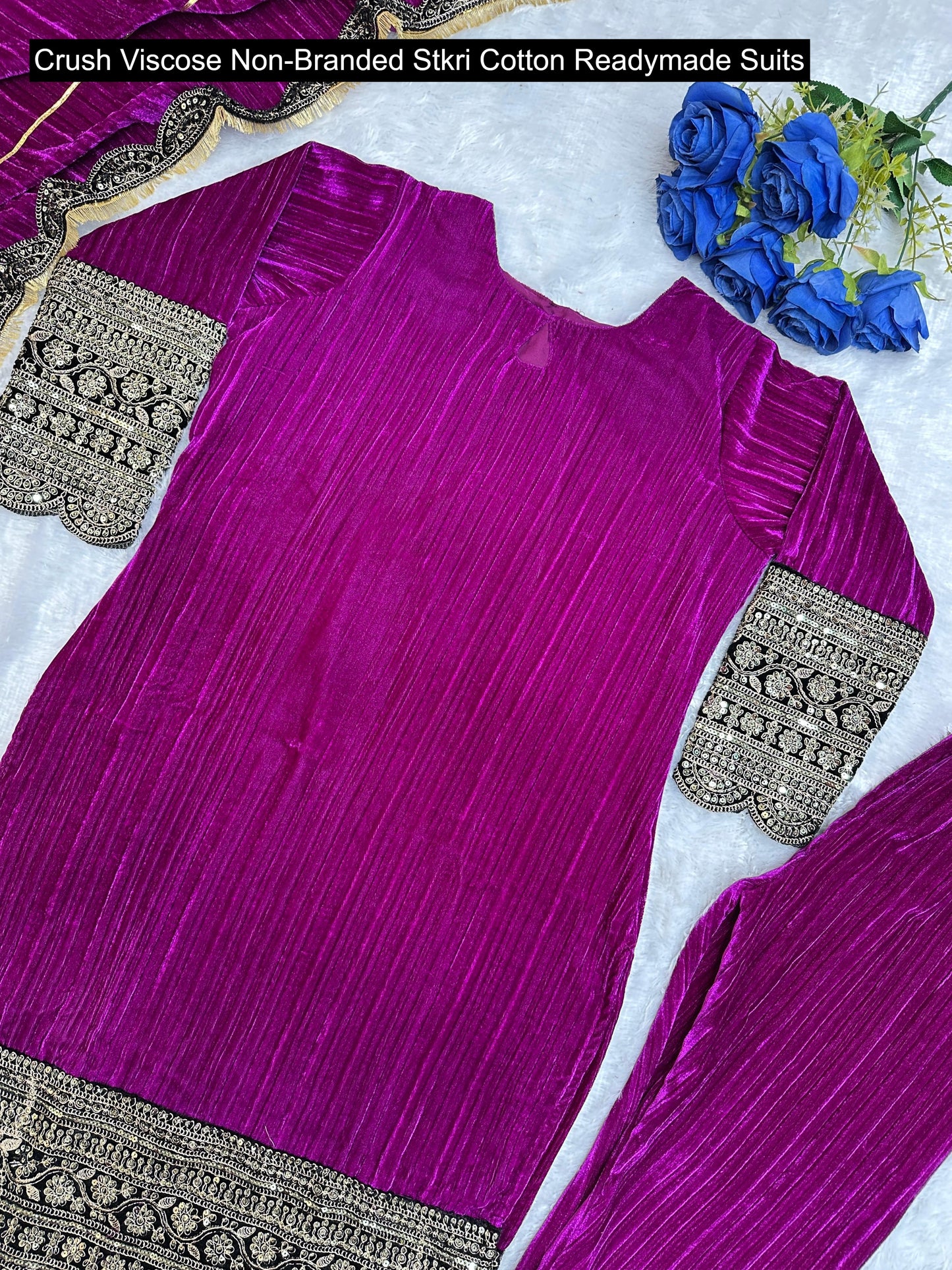 Crush Viscose Non-Branded Stkri Cotton Readymade Suits