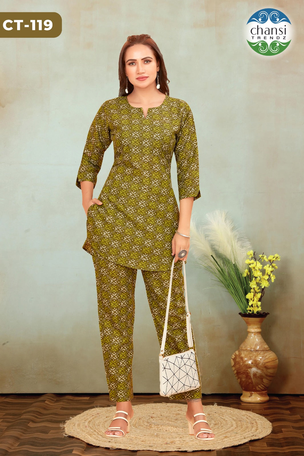 Ct-119 Dhruthi Chansi Trendz Cotton Co Ord Set