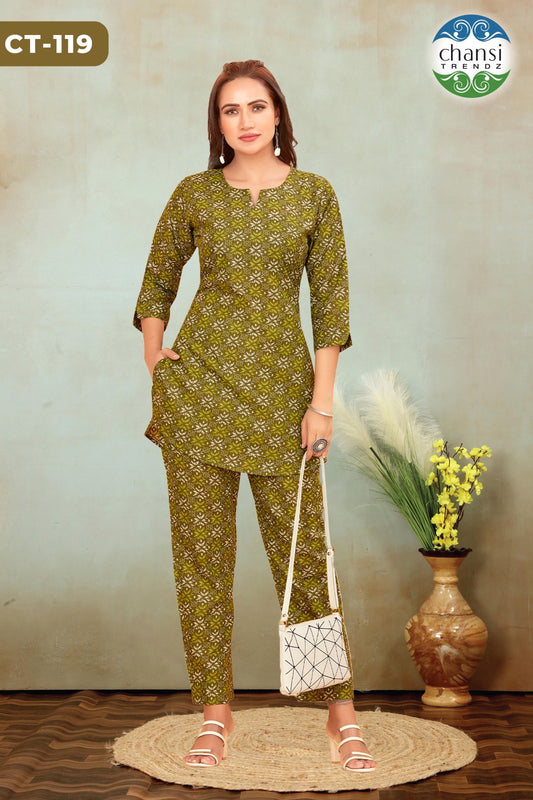 Ct-119 Dhruthi Chansi Trendz Cotton Co Ord Set