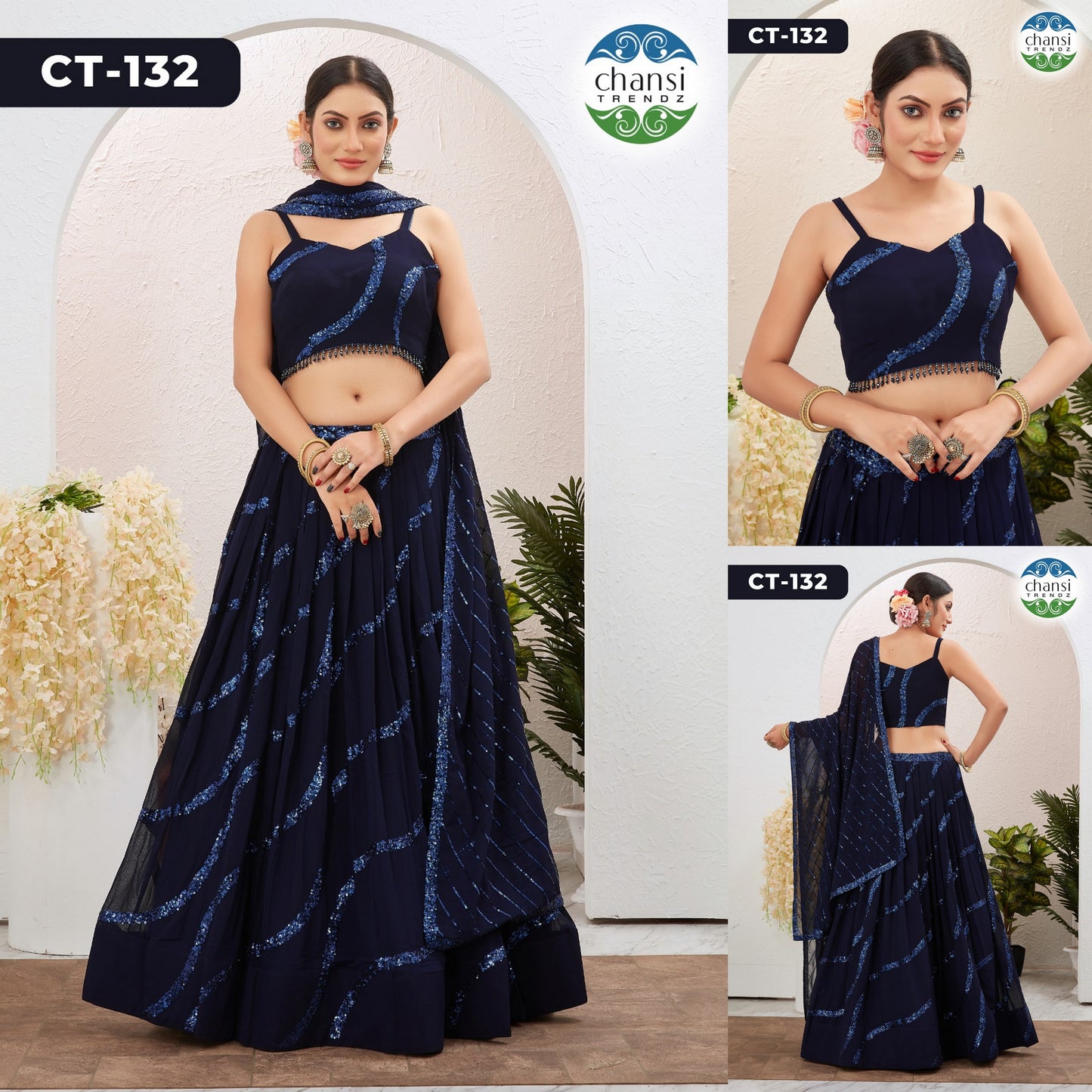 Ct-132 Chansi Trendz Georgette Readymade Lehenga Choli
