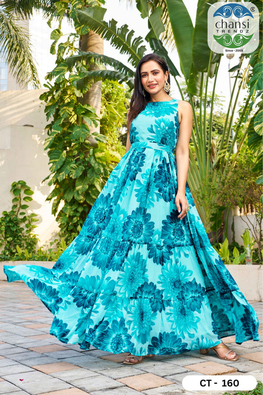 Ct-160 Elegance Chansi Trendz Georgette One Piece Gown