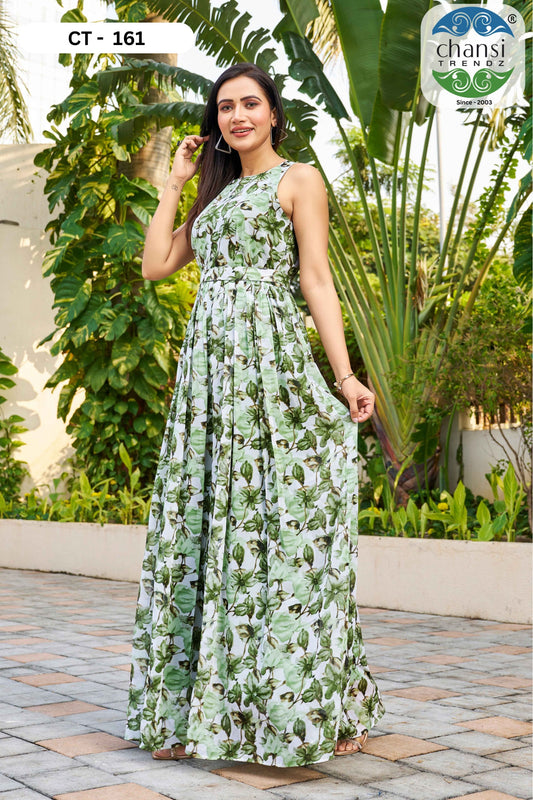 Ct-161 Elegance Chansi Trendz Georgette One Piece Gown