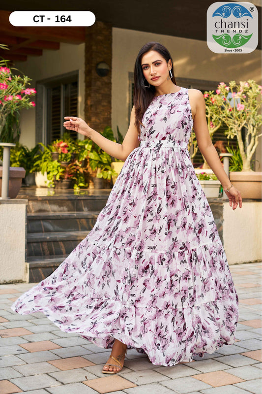 Ct-164 Elegance Chansi Trendz Georgette One Piece Gown