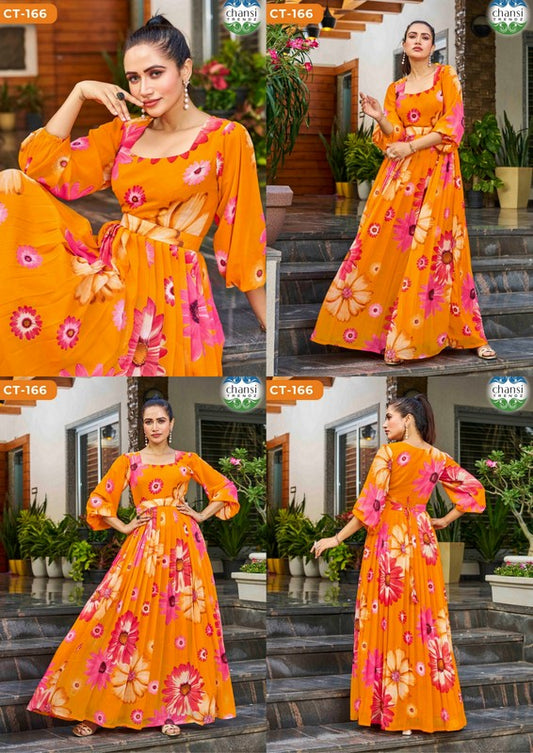 Ct-166 Chakrika Chansi Trendz Georgette One Piece Gown