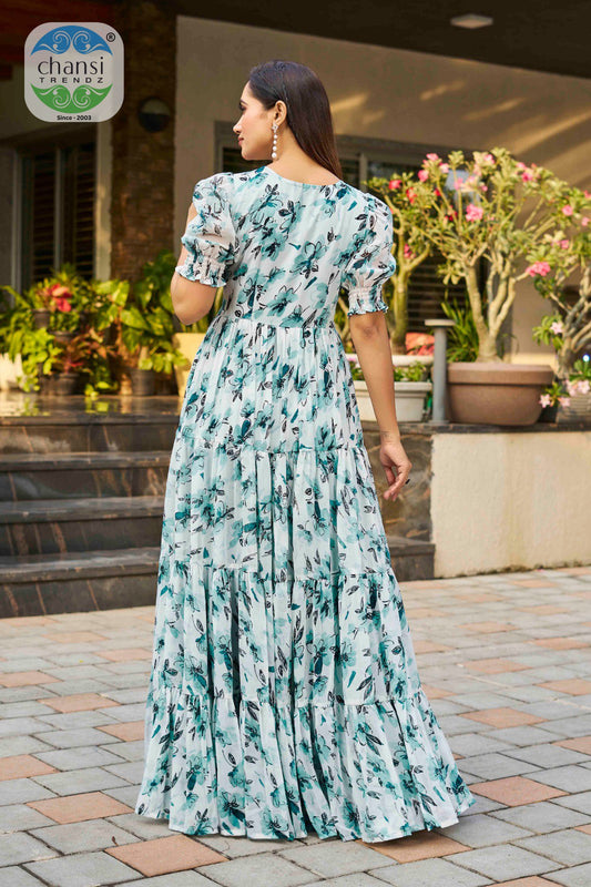 Ct-167 Lotus Chansi Trendz Georgette One Piece Gown