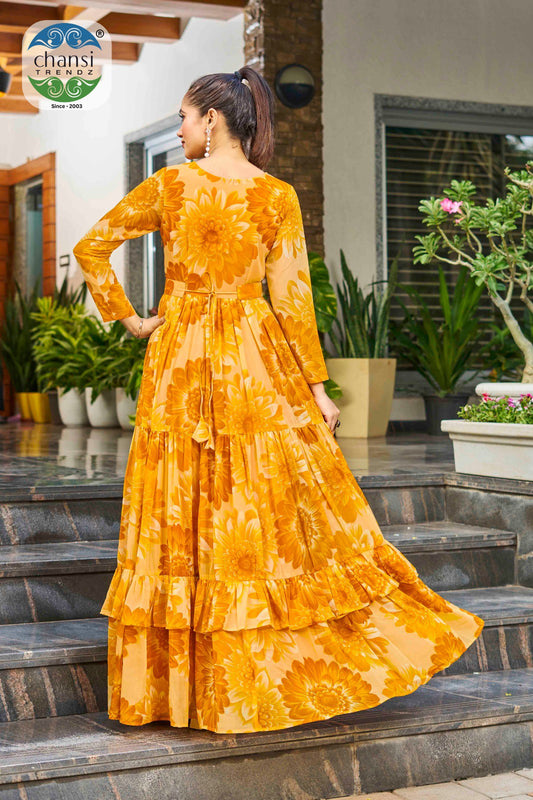 Ct-168 Lotus Chansi Trendz Georgette One Piece Gown