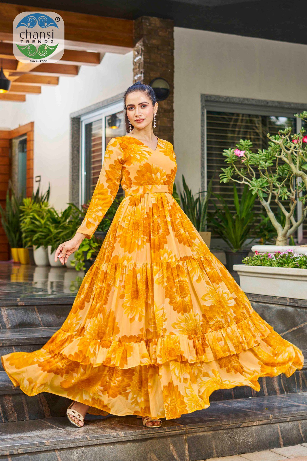 Ct-168 Lotus Chansi Trendz Georgette One Piece Gown