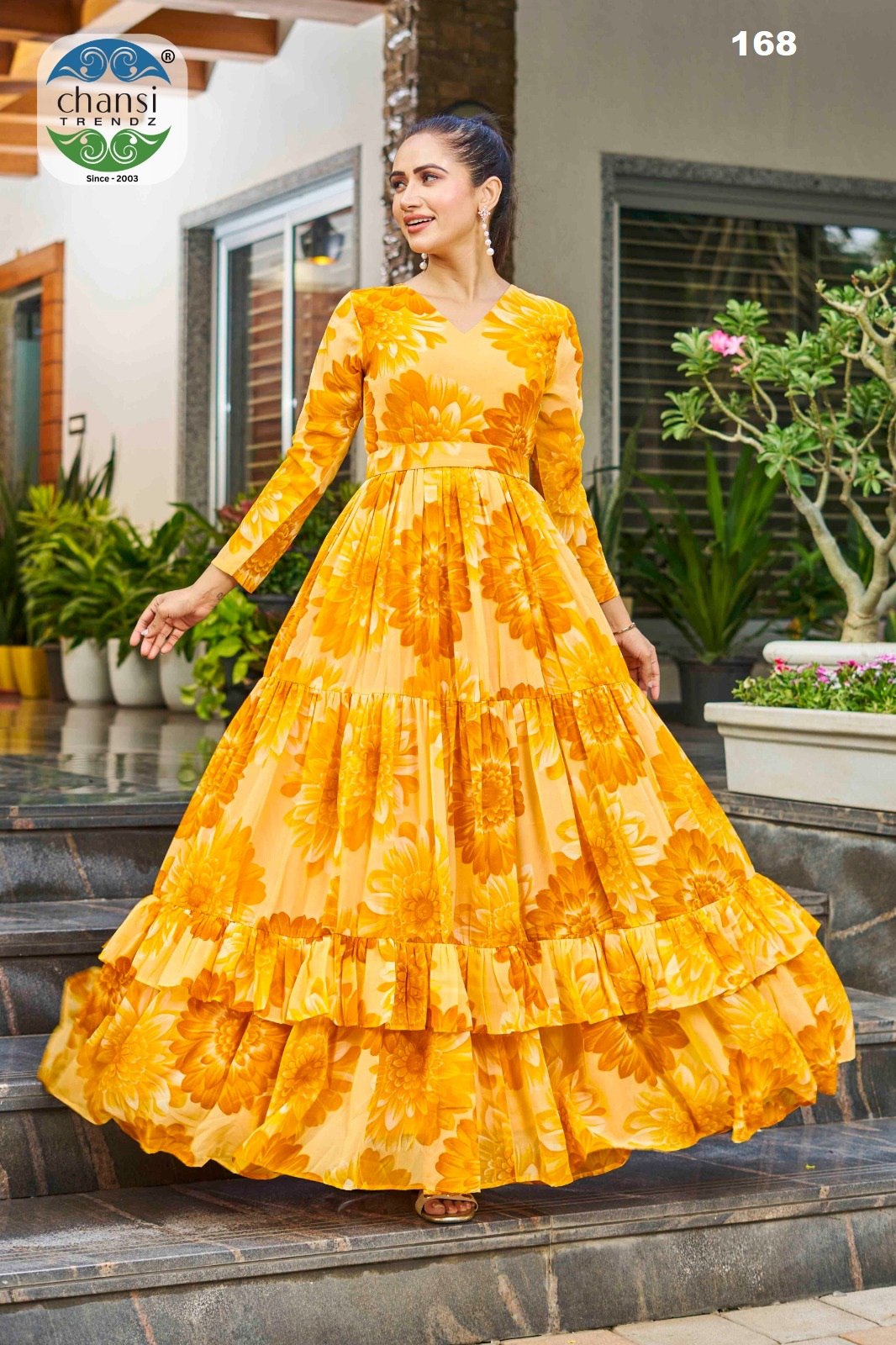 Ct-168 Lotus Chansi Trendz Georgette One Piece Gown