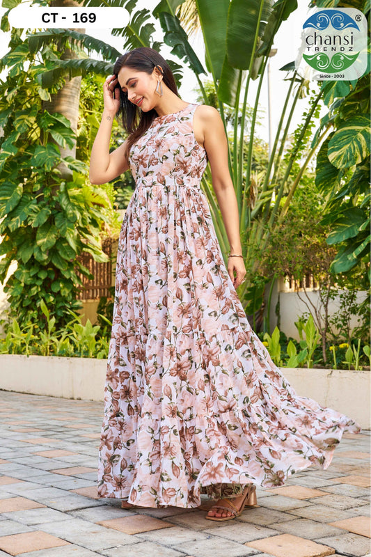 Ct-169 Elegance Chansi Trendz Georgette One Piece Gown