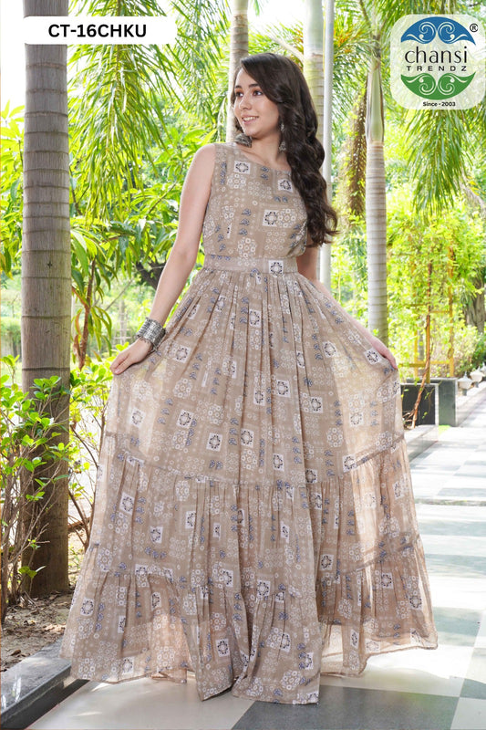 Ct-16 Chiku Glamours Chansi Trendz Georgette One Piece Gown