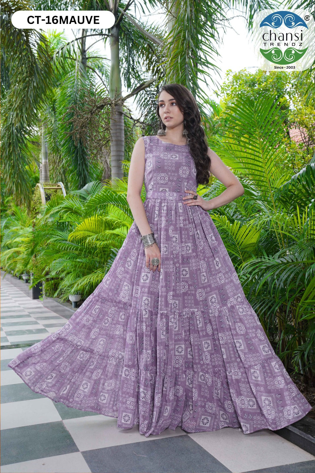 Ct-16 Mauve Glamours Chansi Trendz Georgette One Piece Gown