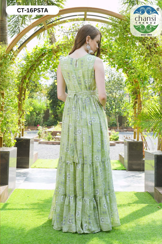 Ct-16 Pista Chansi Trendz Georgette One Piece Gown