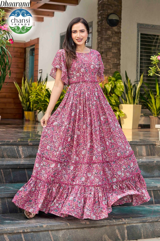 Ct-190 Dhaarana Chansi Trendz Georgette One Piece Gown