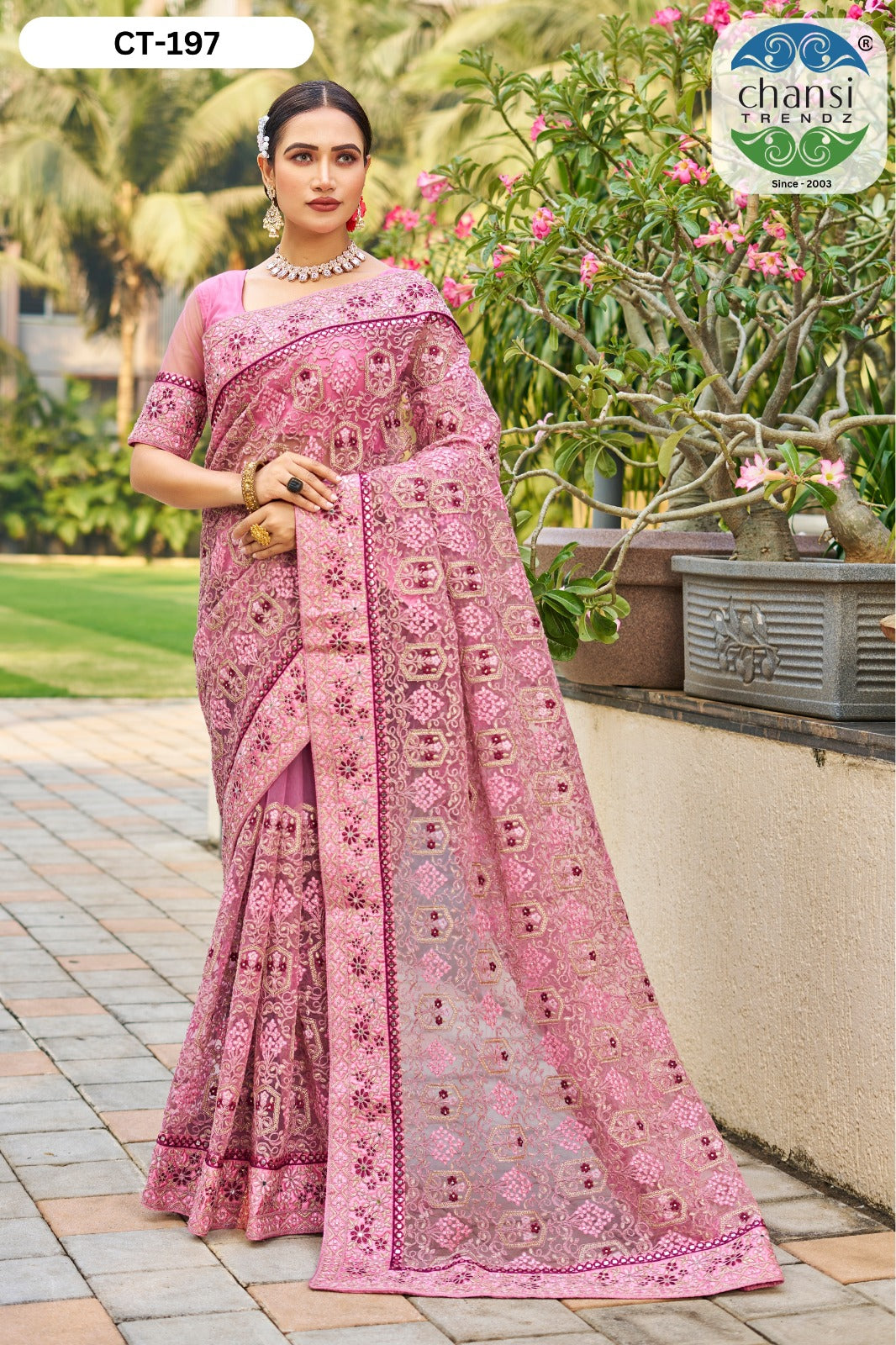 Ct-197 Chansi Trendz Diamond Work Sarees