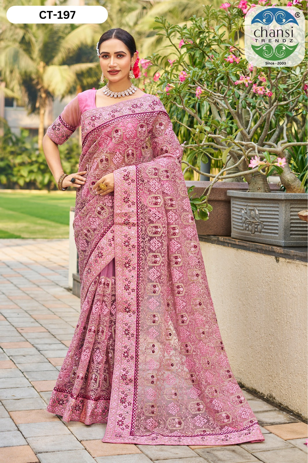 Ct-197 Chansi Trendz Diamond Work Sarees